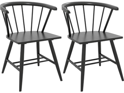 Costway Windsor Dining Chairs Set of 2 Mid-Century Modern Black Kitchen 98498323 New