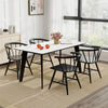 Windsor dining chair set of 2 in black, featuring ergonomic design and sturdy rubber wood for kitchen or dining room.