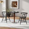 Mid-century modern Windsor dining chair set in black, featuring ergonomic design and natural rubber wood for comfort.