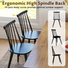 Windsor dining chair set of 2 in black with ergonomic high spindle back, perfect for dining rooms and cafes.