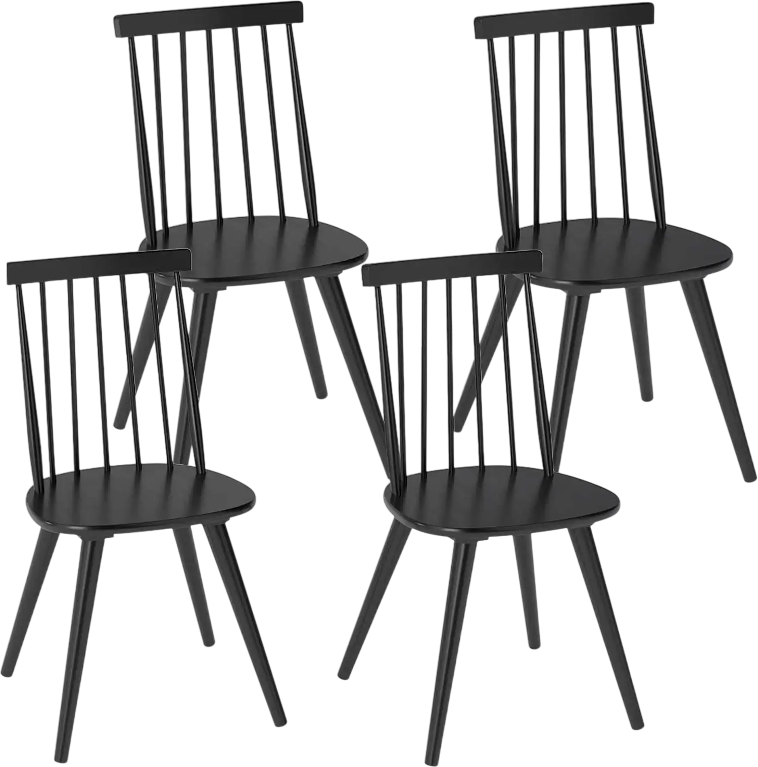 Costway Windsor Dining Chair Set of 4 Solid Rubber Wood Frame 43475145 New