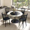 Windsor dining chairs set of 2 in black rubber wood with spindle back, perfect for dining room or kitchen use.