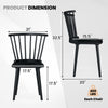 Windsor dining chair dimensions showing spindle back design, rubber wood construction, and ergonomic features for.