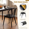 Windsor dining chair with spindle backrest, black rubber wood, featuring a triangle frame and protective foot pads.