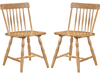 Set of 2 Windsor dining chairs with curved spindle back, natural rubber wood frame, perfect for dining rooms or cafes.