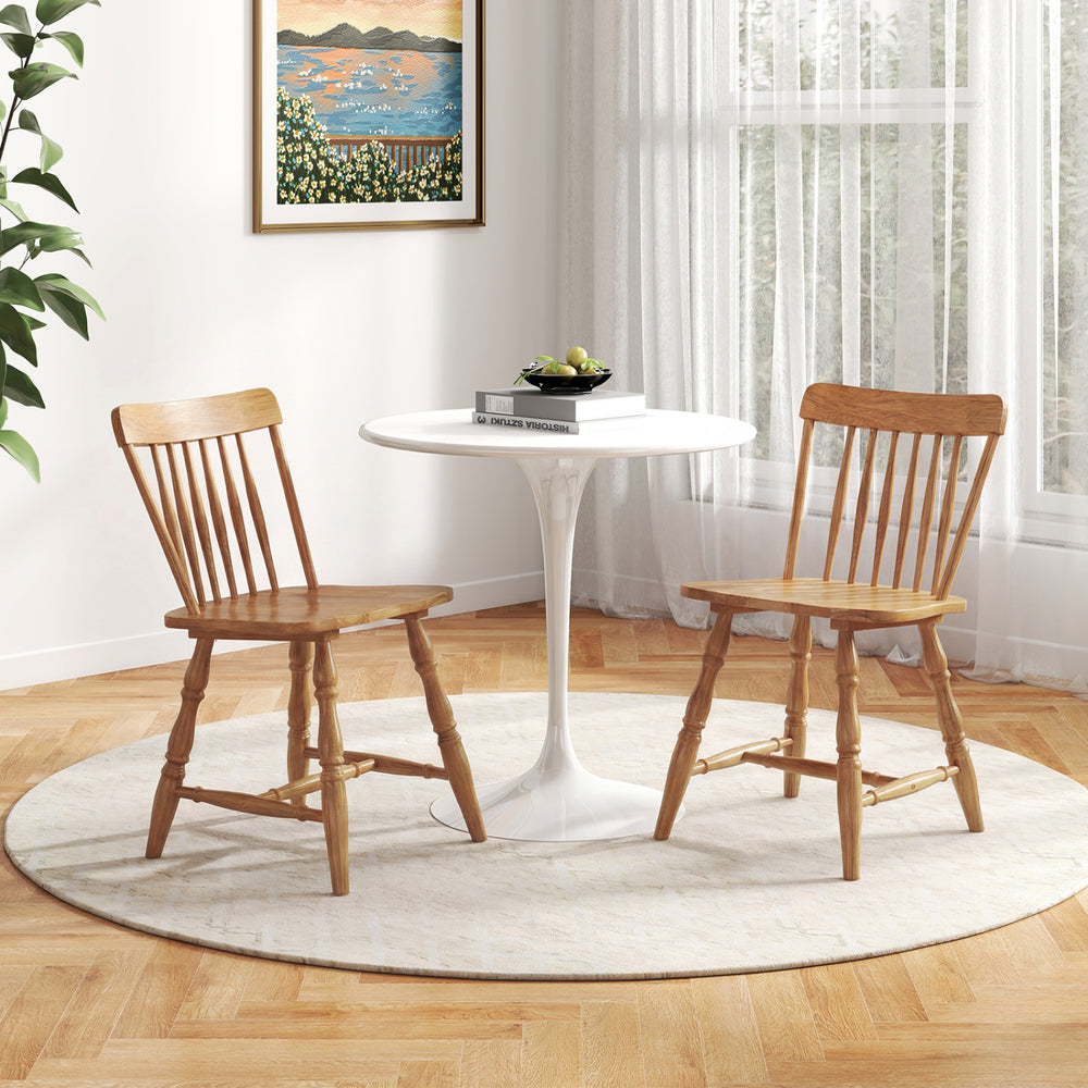 Windsor Dining Chairs Set of 2 with Curved Spindle Back-Natural - Gallery View 1 of 9