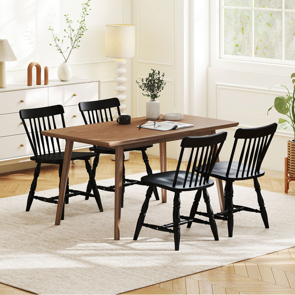 Windsor Dining Chairs Set of 4 with Curved Spindle Back-Black - Gallery View 1 of 9