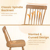 Windsor dining chair with classic spindle backrest and curved design for enhanced comfort and support in natural wood.