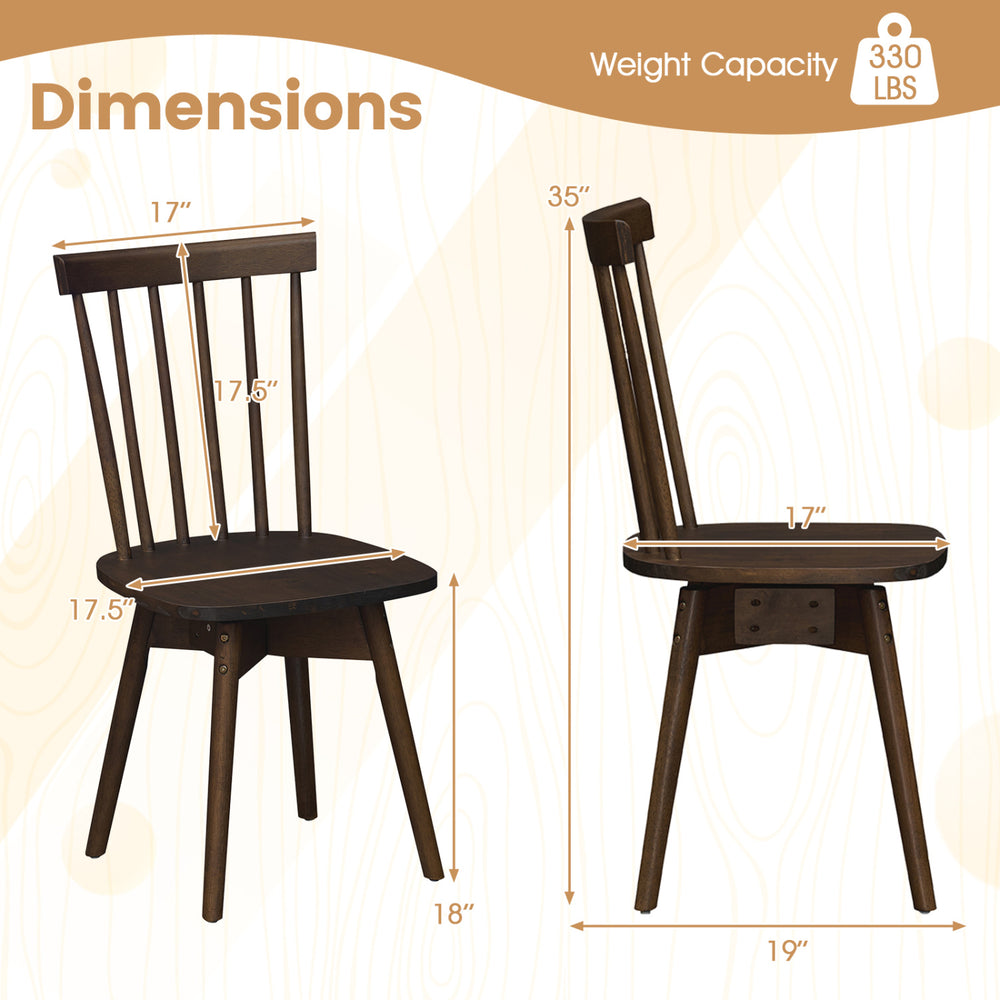 Windsor dining chair dimensions with swivel seat, solid rubber wood, and 330 lbs capacity for kitchen use.