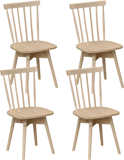 Costway Windsor Dining Chairs Set of 4 Swivel Rubber Wood Mid Century Kitchen Chairs 28882992 New