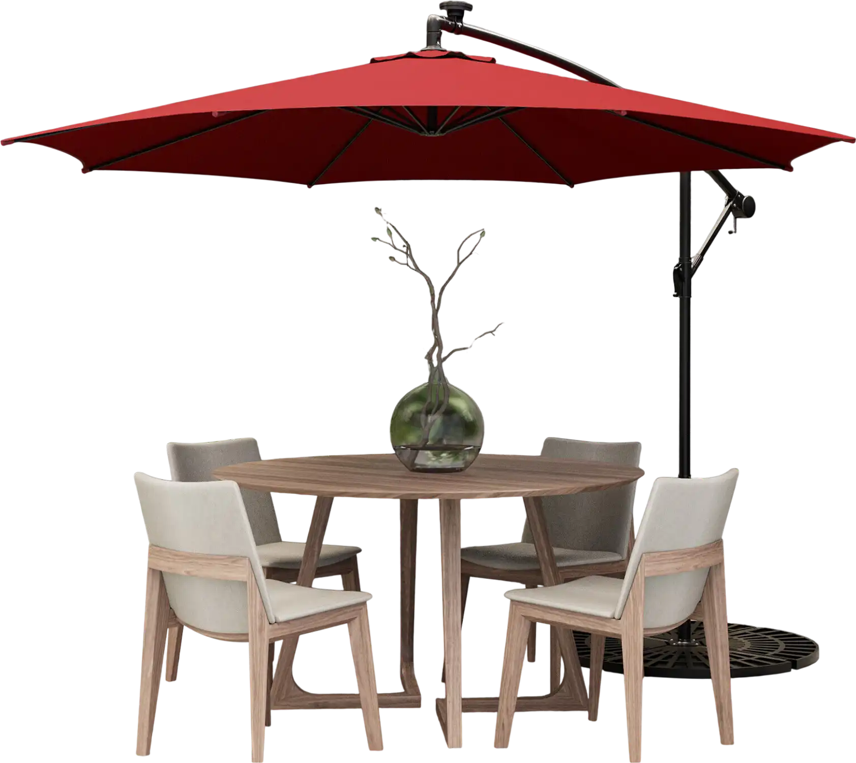 Costway 10' Patio Offset Umbrella Solar LED Lights Beige Wine 45128769 New