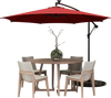 10 feet patio offset umbrella in wine color with solar-powered LED lights, ideal for outdoor dining and relaxation.