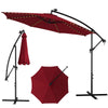 10 feet patio offset umbrella in wine color with 112 solar-powered LED lights, ideal for outdoor relaxation.