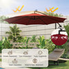 10 feet patio offset umbrella in wine color with solar-powered LED lights, featuring durable polyester fabric and.