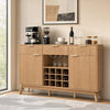 Wine Bar Cabinet with Adjustable Shelves and 2 Doors 3 Glass Holders for Kitchen-Natural - Gallery View 1 of 11