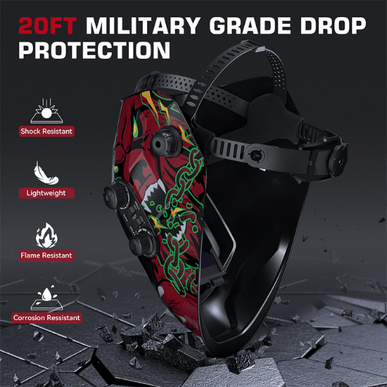 ARCCAPTAIN Large View Auto-Darkening wolf Design Welding Helmet