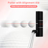 Putter with alignment aid for improved accuracy, featuring a steel shaft and designed for better control in golf.