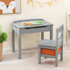 Wood Activity Kids Table and Chair Set with Storage Space-Gray - Gallery View 1 of 10