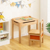 Wood Activity Kids Table and Chair Set with Storage Space-Natrual - Gallery View 1 of 10