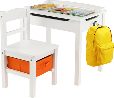 Costway Wood Kids Activity Table & Chair Set w/ Storage 48536197 New
