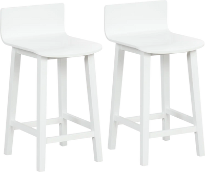 Costway Wood Bar Stools Set of 2 Solid Back Seat 78154629 New
