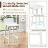 White wood bar stool set with solid seat and backrest, featuring acacia wood legs and non-slip footrest for comfort.