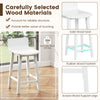 White wood bar stool set of 2 with solid wood seat and backrest, ideal for kitchen counters and dining areas.