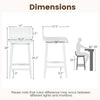 Dimensions of white wood bar stools set of 2, featuring solid back and seat, ideal for 35"-39" bar tables.