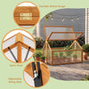 Wood cold frame greenhouse with transparent roof, adjustable vents, and natural fir wood for plant protection.