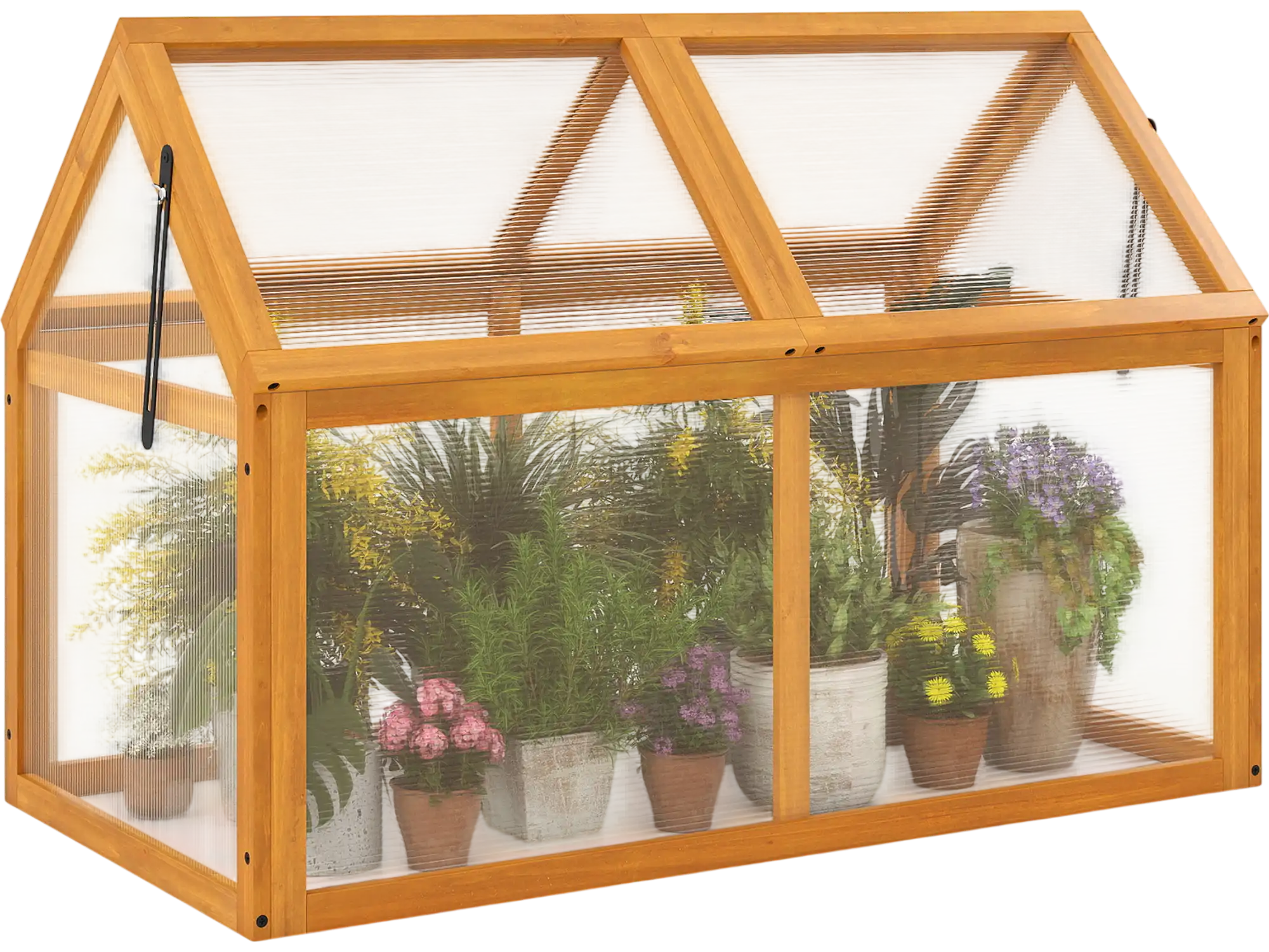 Costway Wood Cold Frame Greenhouse Raised Planter Adjustable Roof 48829832 New