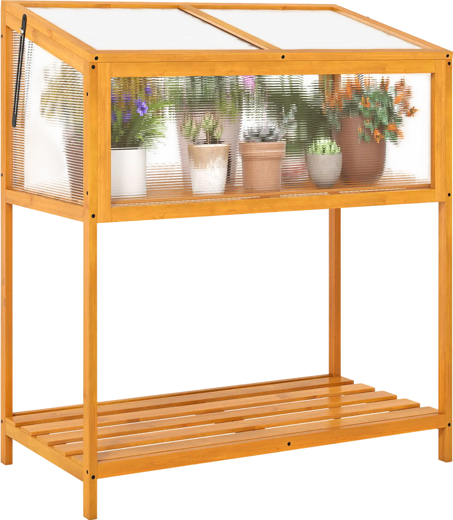 Costway Wood Cold Frame Greenhouse Openable Transparent Roof Slatted Shelf 22736862 New