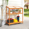 Wood cold frame greenhouse with transparent roof, slatted storage shelf, perfect for organizing gardening tools and.