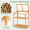 Wood cold frame greenhouse with transparent roof, slatted storage shelf, and elevated legs for ventilation and.