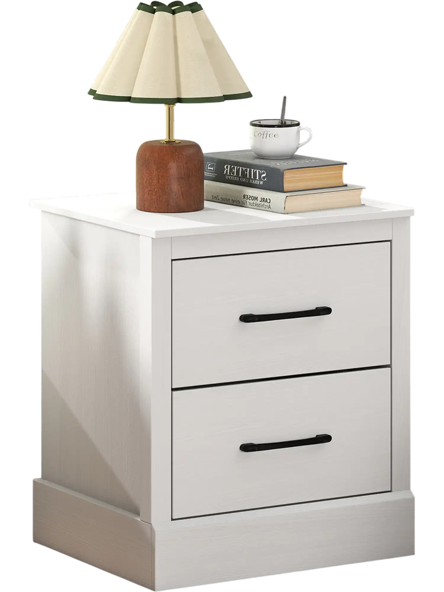 Costway Wood Compact Floor Nightstand w/ Storage Drawers White 37861254 New