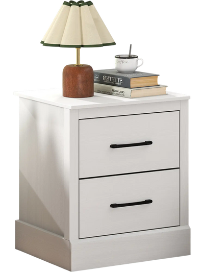 Costway Wood Compact Floor Nightstand w/ Storage Drawers White 37861254 New