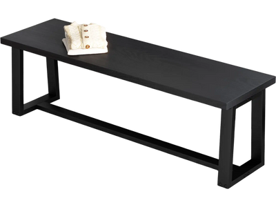 Costway Wood Dining Bench Metal Frame Adjustable Footpads Black 98243157 New