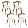 Set of 4 wood dining chairs with padded seats and curved backs in walnut finish, ideal for living rooms and restaurants.