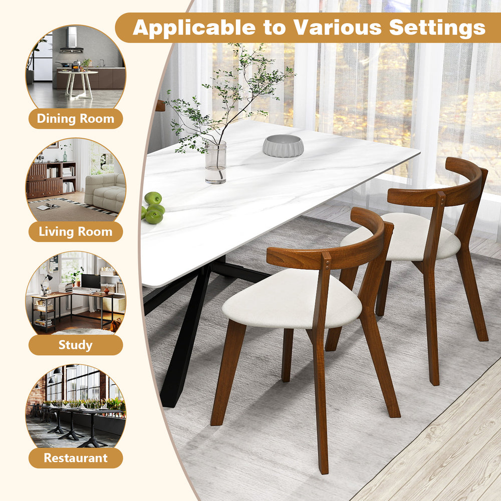 Wood dining chair set of 2 with padded seat and curved backrest, perfect for dining rooms, studies, and restaurants.