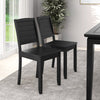 Black wood dining chair set of 2 with rubber wood legs, featuring a curved backrest for comfort and farmhouse style.