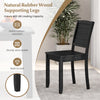 Black wood dining chair with rubber wood legs, sturdy design, and curved backrest for comfort in kitchen settings.