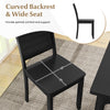 Black wood dining chair with curved backrest and wide seat, featuring rubber wood legs for kitchen comfort and.