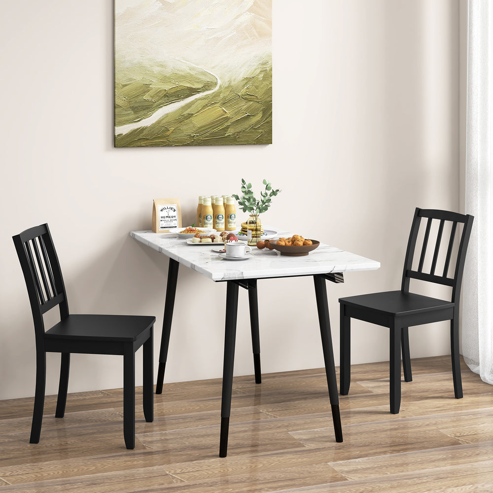 Wood Dining Chair Set of 2 with Rubber Wood Legs-Black - Gallery View 1 of 8