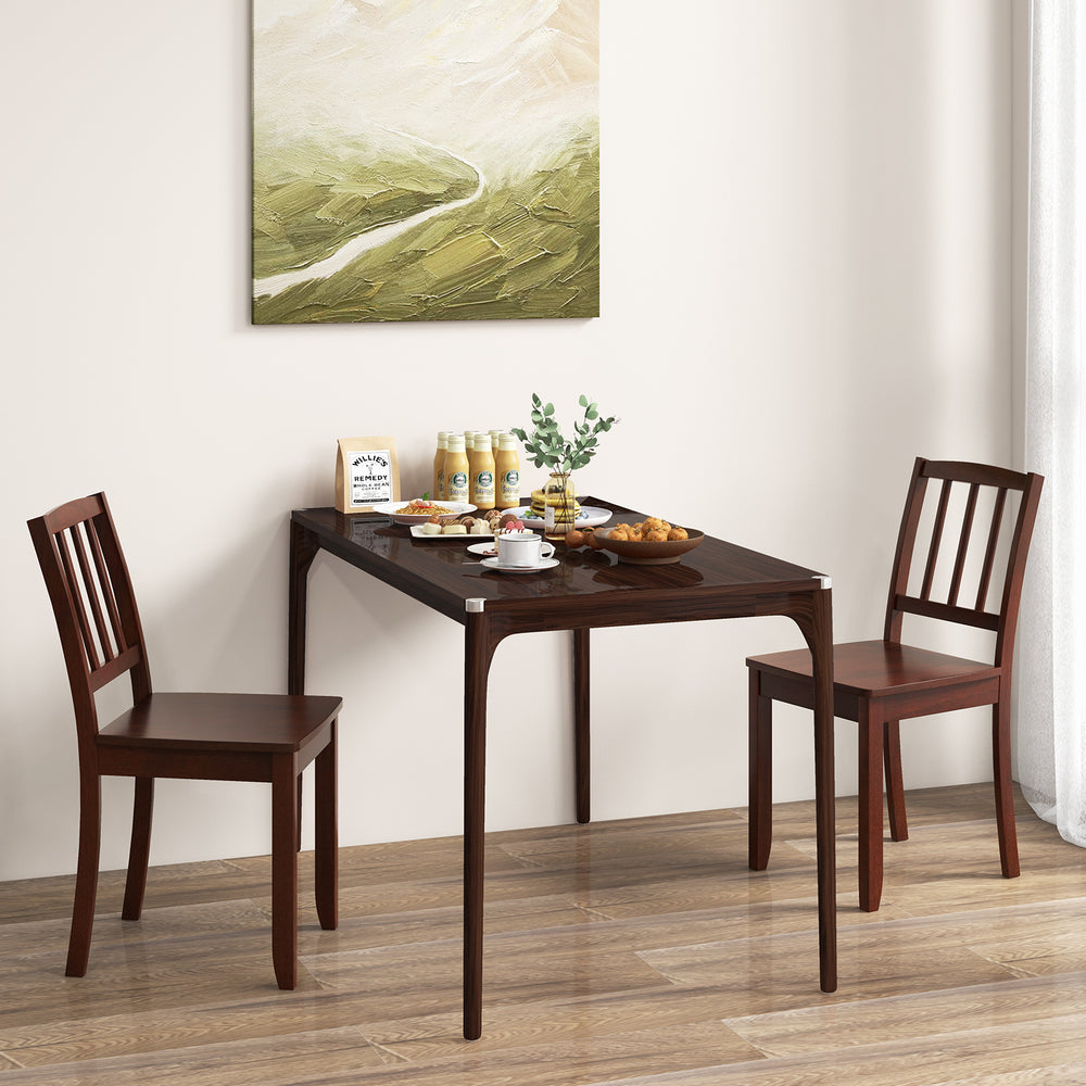 Wood Dining Chair Set of 2 with Rubber Wood Legs-Brown - Gallery View 1 of 8