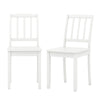 White wood dining chairs set of 2 with rubber wood legs, featuring a laddered back and wide seat for comfort.