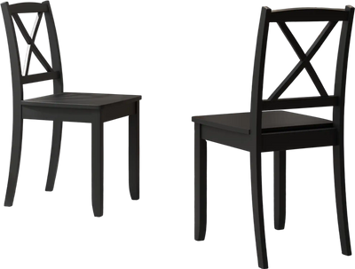Costway Wood Dining Chairs Set of 2 Curved Backrest Black 93745126 New