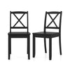 Black wood dining chairs set of 2 with rubber wood legs and curved backrest, perfect for elegant farmhouse style.