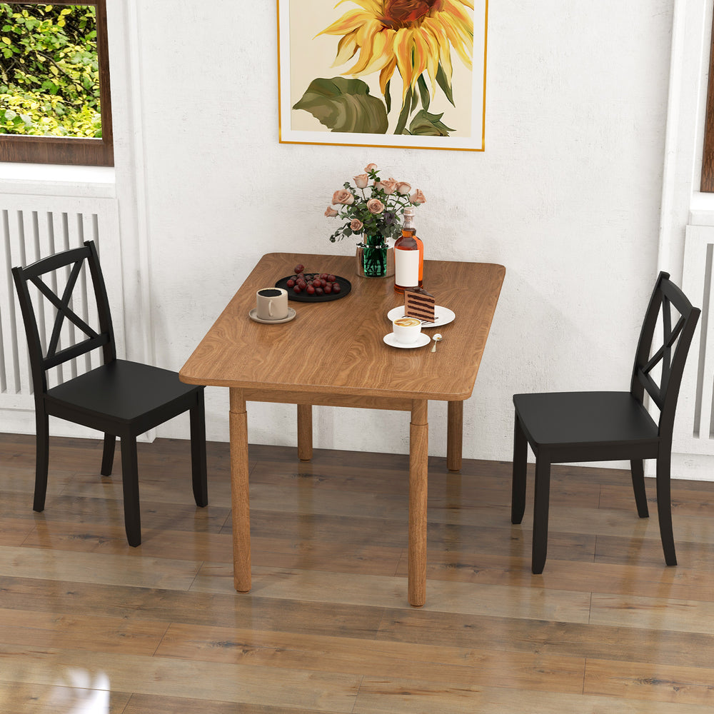 Black dining chair set of 2 with rubber wood legs and curved backrest, perfect for elegant farmhouse dining spaces.