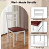 Wood dining chair with high backrest, breathable slats, and PU leather seat, perfect for dining rooms or kitchens.