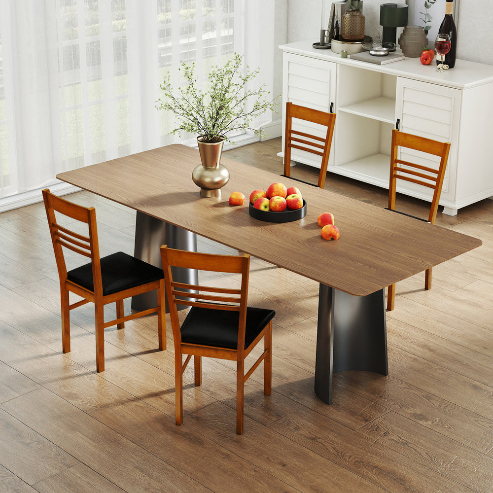 Wood Dining Chairs Set of 4 with Rubber Wood Frame-Walnut - Gallery View 1 of 9