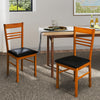 Wood dining chairs set of 4 with walnut finish and black PU leather seats, ideal for kitchen or dining room use.